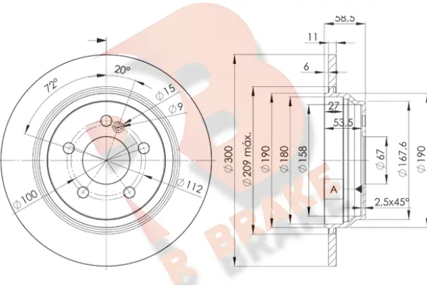 Disque de frein R BRAKE 78RBD23055