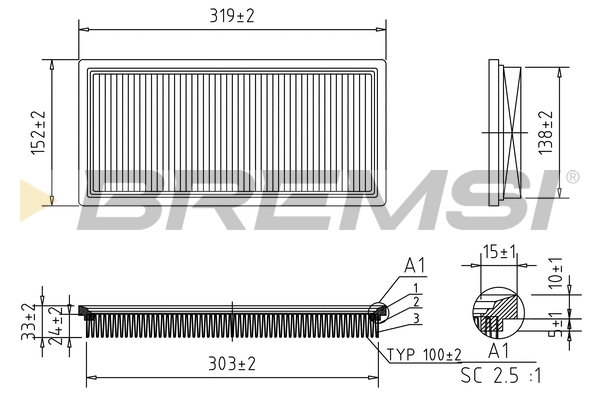 Filtre à air BREMSI FA1031