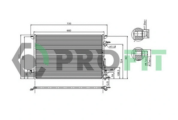 Condenseur, climatisation PROFIT PR 5081C1