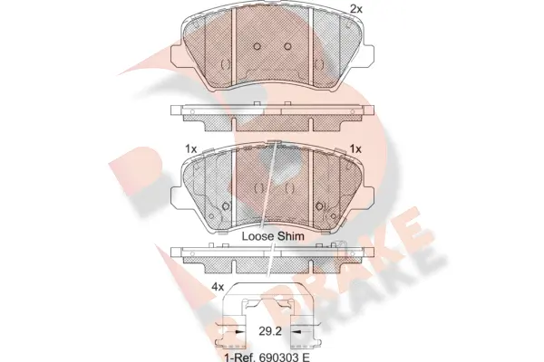 Kit de plaquettes de frein, frein à disque R BRAKE RB2029-203