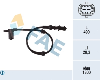 Capteur, vitesse de roue FAE 78077