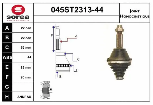 Jeu de joints, arbre de transmission STARTCAR 045ST2313-44