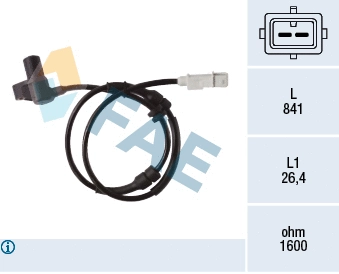 Capteur, vitesse de roue FAE 78404
