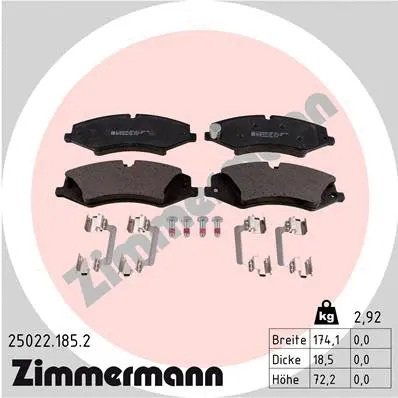 Kit de plaquettes de frein, frein à disque ZIMMERMANN 25022.185.2
