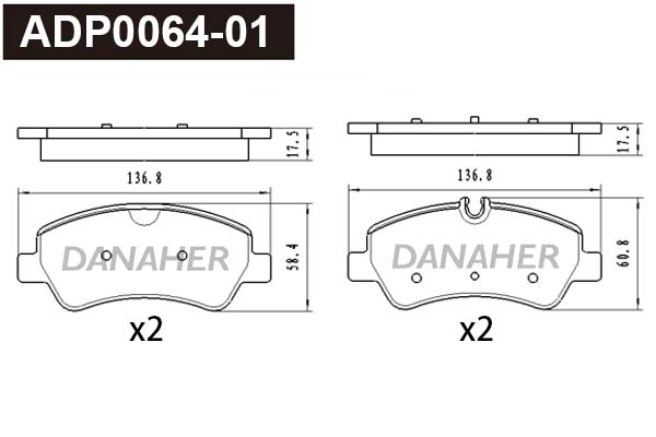 Kit de plaquettes de frein, frein à disque DANAHER ADP0064-01