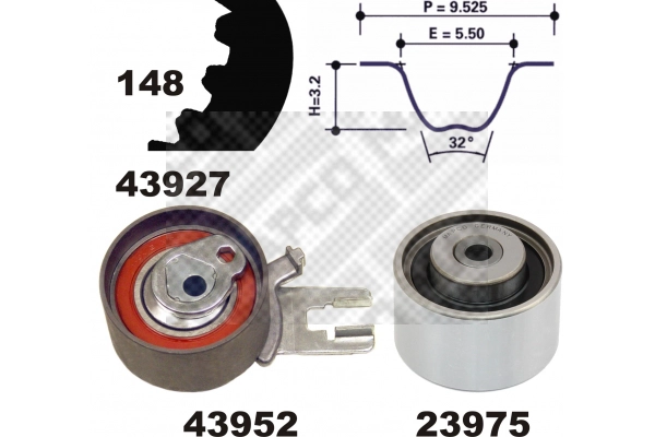 Kit de courroie crantée MAPCO 23927