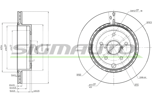 Disque de frein SIGMAUTO DBC140V