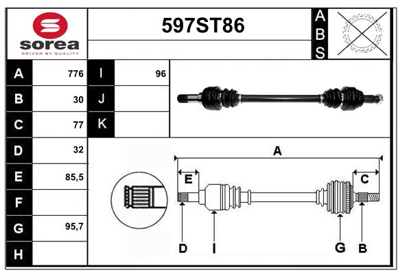 Arbre de transmission STARTCAR 597ST86
