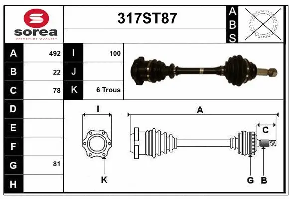 Arbre de transmission STARTCAR 317ST87