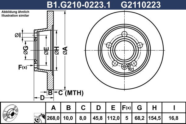 Disque de frein GALFER B1.G210-0223.1