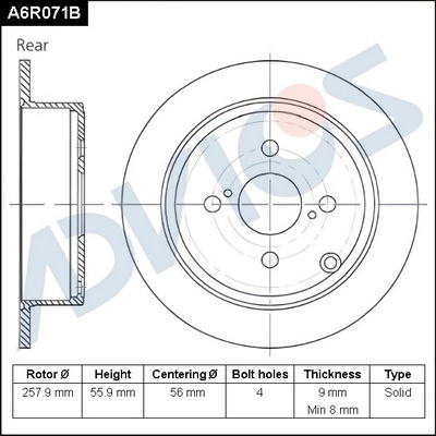 Disque de frein ADVICS A6R071B