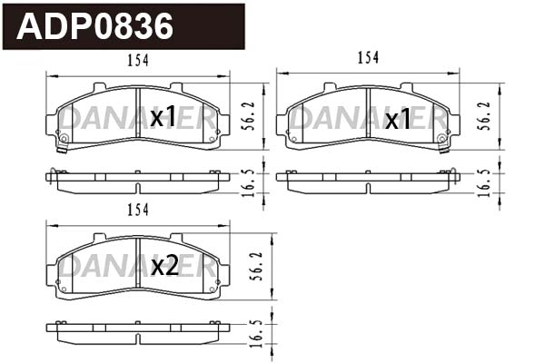 Kit de plaquettes de frein, frein à disque DANAHER ADP0836