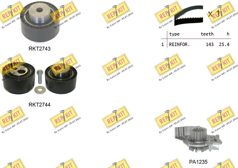 Pompe à eau + kit de courroie crantée REPKIT RKTK1086PA