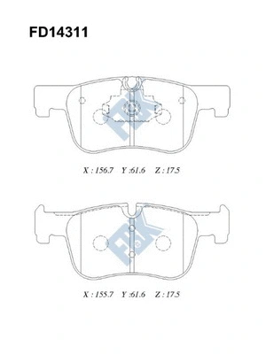 Kit de plaquettes de frein, frein à disque FBK FD14311