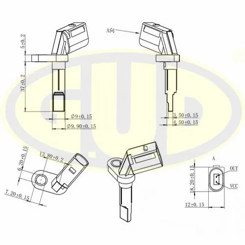 Capteur, vitesse de roue G.U.D. GABS01045