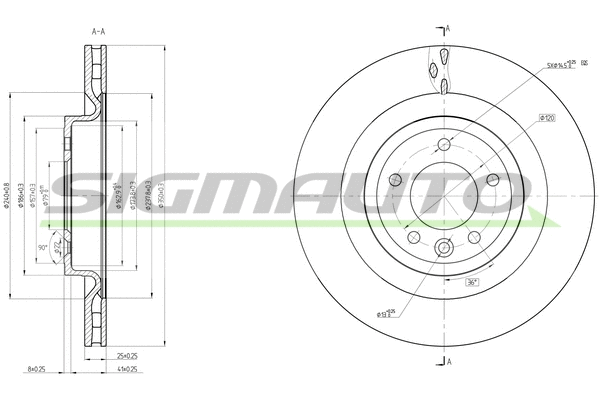 Disque de frein SIGMAUTO DBC434V