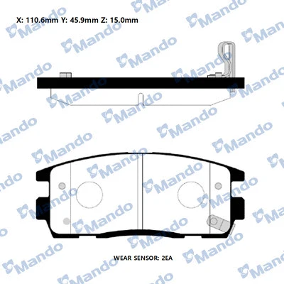 Kit de plaquettes de frein, frein à disque MANDO RMPD29NS
