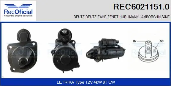 Démarreur RECOFICIAL REC6021151.0