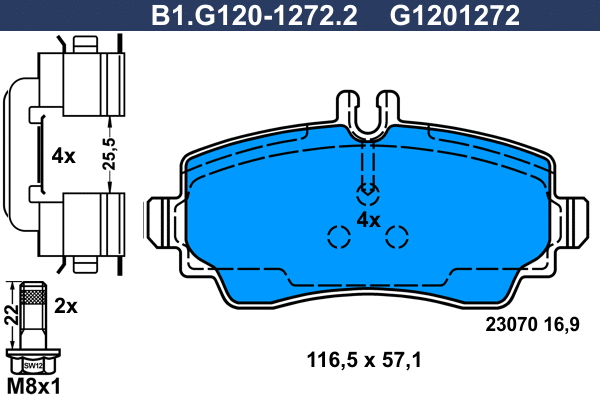 Kit de plaquettes de frein, frein à disque GALFER B1.G120-1272.2
