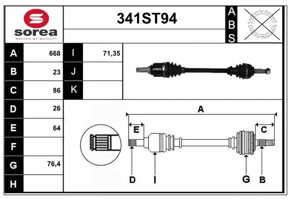 Arbre de transmission STARTCAR 341ST94