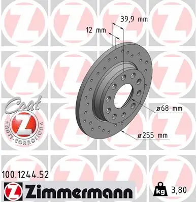 Disque de frein ZIMMERMANN 100.1244.52
