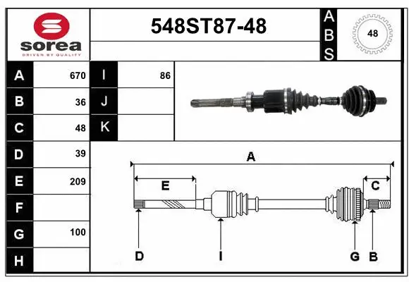 Arbre de transmission STARTCAR 548ST87-48