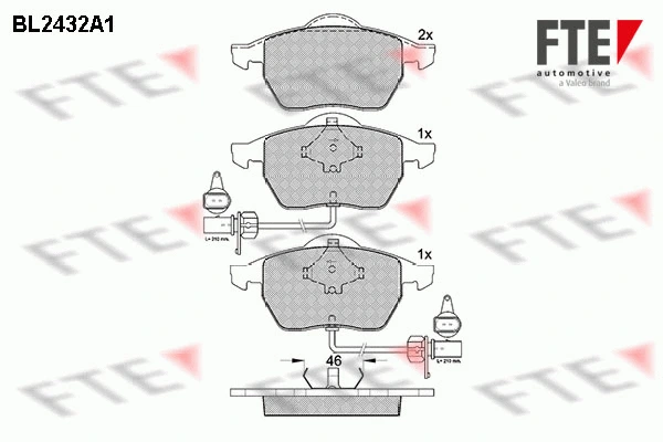 Kit de plaquettes de frein, frein à disque FTE 9010732