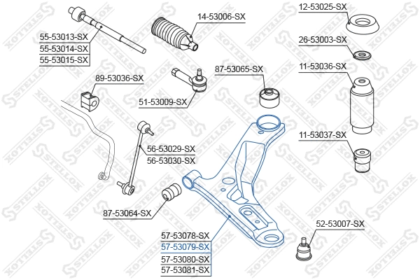 Bras de liaison, suspension de roue STELLOX 57-53079-SX