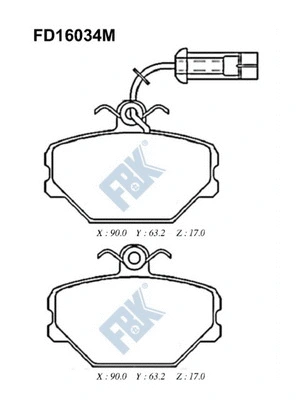 Kit de plaquettes de frein, frein à disque FBK FD16034M
