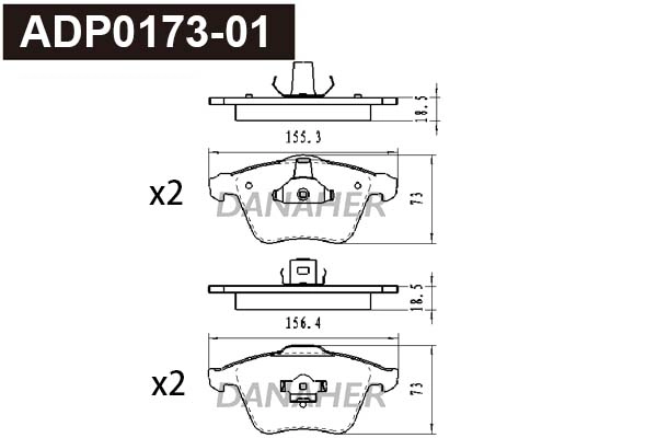 Kit de plaquettes de frein, frein à disque DANAHER ADP0173-01