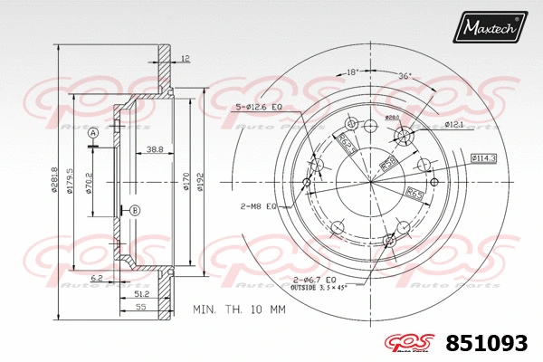 Disque de frein MAXTECH 851093