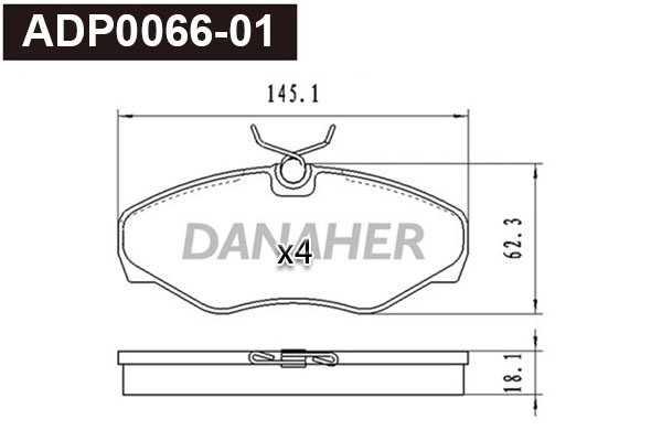 Kit de plaquettes de frein, frein à disque DANAHER ADP0066-01