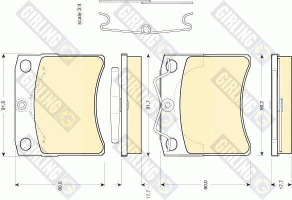 Kit de plaquettes de frein, frein à disque GIRLING 6107911