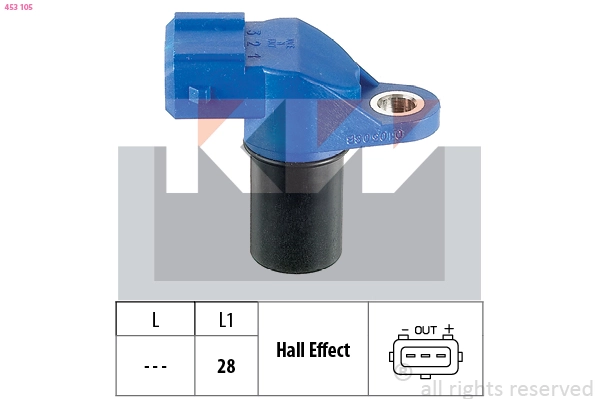 Capteur, vitesse de rotation du moteur KW 453 105