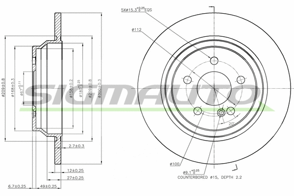 Disque de frein SIGMAUTO DBB770S