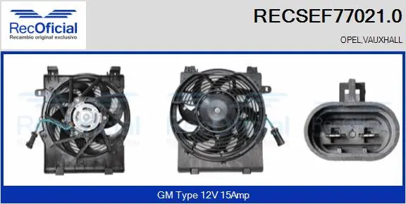 Moteur électrique, ventilateur pour radiateurs RECOFICIAL RECSEF77021.0