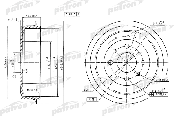 Tambour de frein PATRON PDR1225