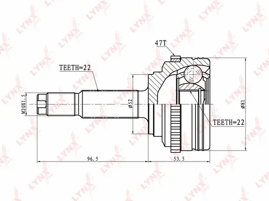 Jeu de joints, arbre de transmission LYNXAUTO CO-1825A