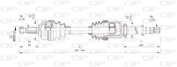 Arbre de transmission OPEN PARTS DRS6386.00