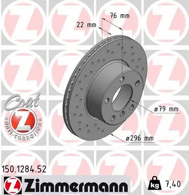 Disque de frein ZIMMERMANN 150.1284.52