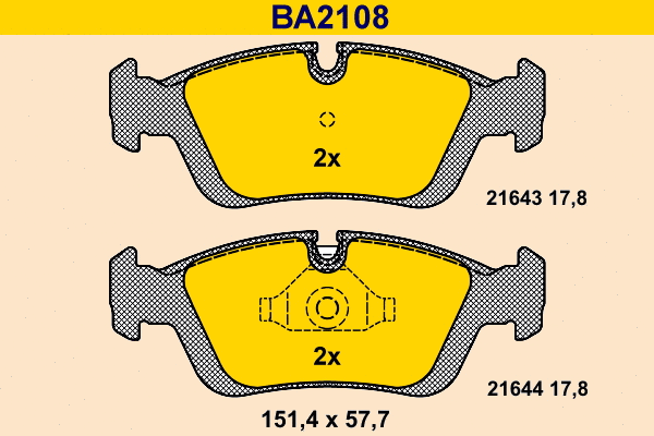 Kit de plaquettes de frein, frein à disque BARUM BA2108
