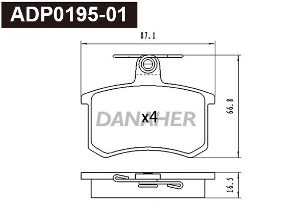 Kit de plaquettes de frein, frein à disque DANAHER ADP0195-01