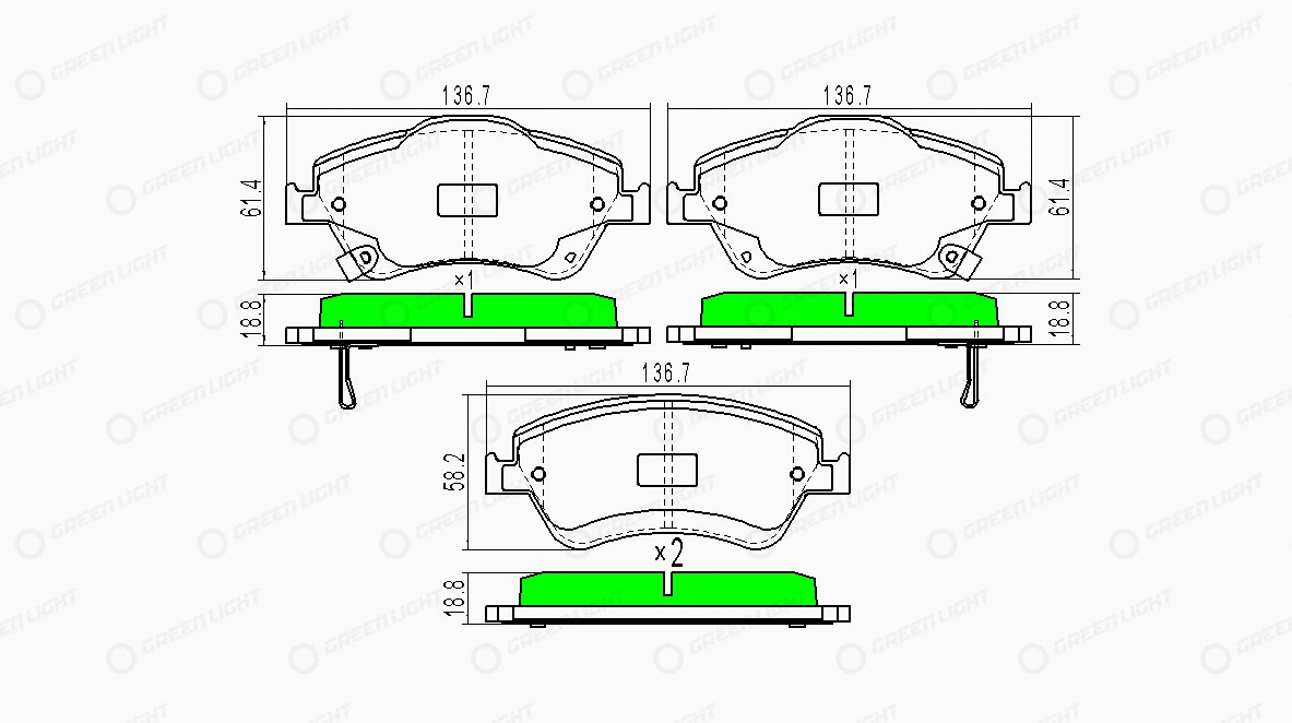 Kit de plaquettes de frein, frein à disque Automotive Adriado GLBP0268