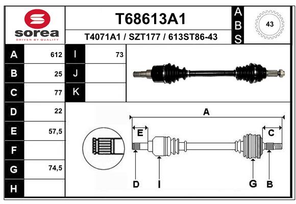 Arbre de transmission EAI T68613A1
