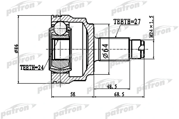 Jeu de joints, arbre de transmission PATRON PCV1796