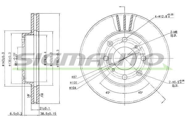Disque de frein SIGMAUTO DBA447V
