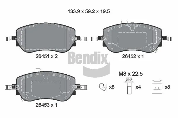 Kit de plaquettes de frein, frein à disque BENDIX Braking BPD2376
