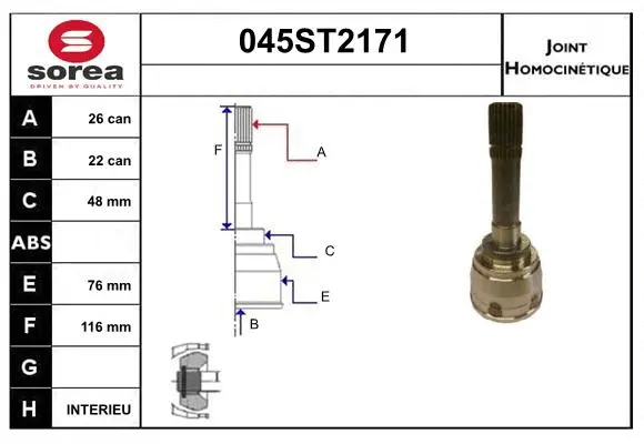 Jeu de joints, arbre de transmission STARTCAR 045ST2171