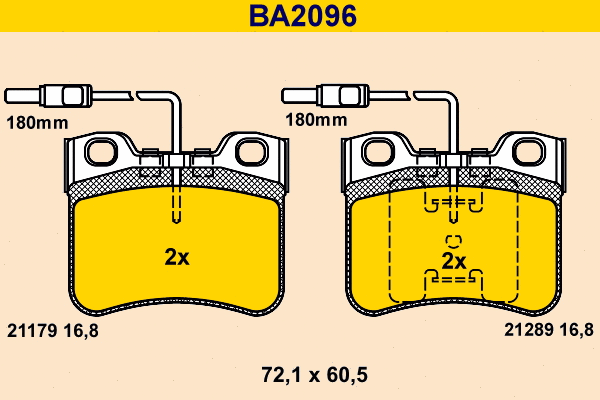 Kit de plaquettes de frein, frein à disque BARUM BA2096