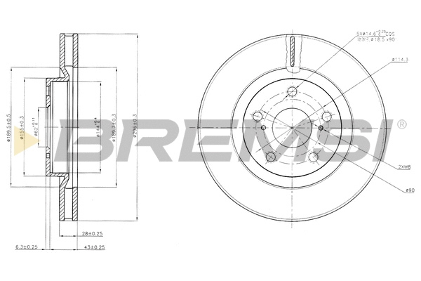 Disque de frein BREMSI CD7646V